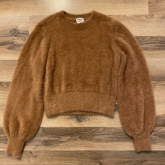 Aritzia Sweaters - Aritzia Sunday Best Brown Fuzzy Sweater